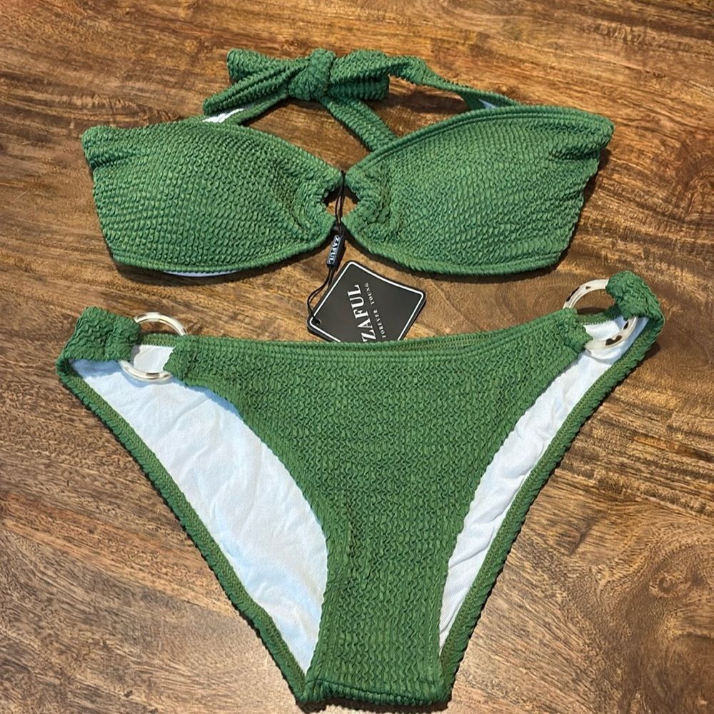 ZAFUL 2 piece tie back swimsuit green small